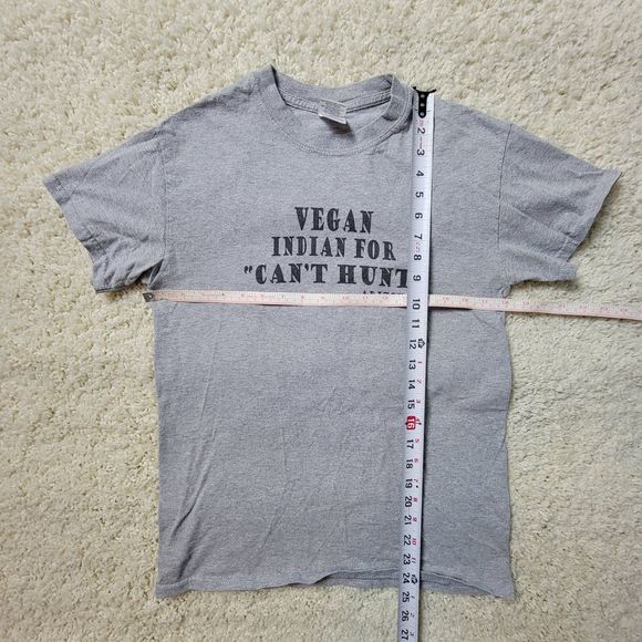 Tee Shirt "Vegan Indian For Can't Hunt". Humor Tee. Small. - Picture 11 of 12
